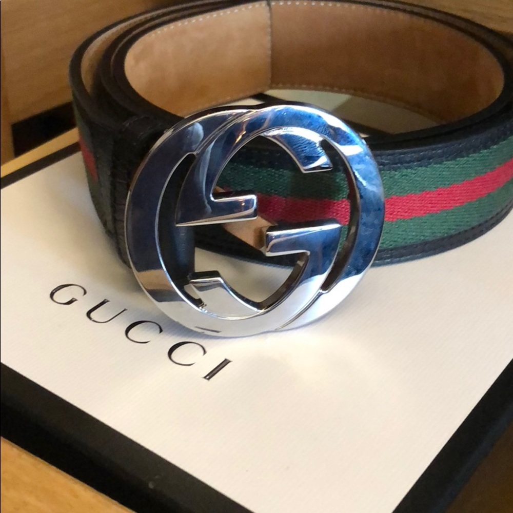 New Gucci Striped Belt
